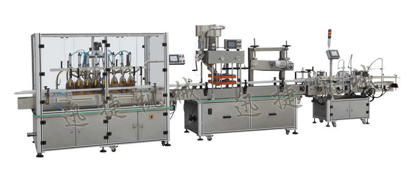 灌裝機(jī)+全自動(dòng)封蓋機(jī)（自動(dòng)理蓋，自動(dòng)扣蓋，自動(dòng)旋壓蓋）+貼標(biāo)機(jī)